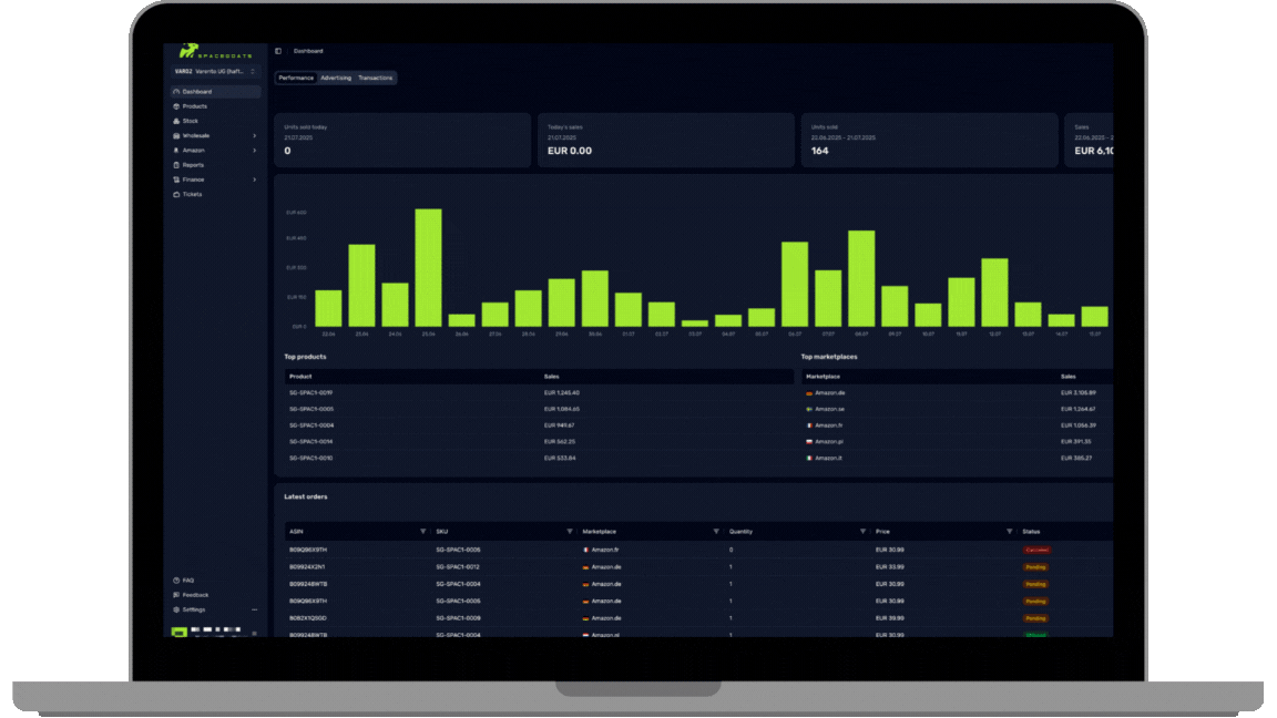 Galaxy Dashboard on Laptop